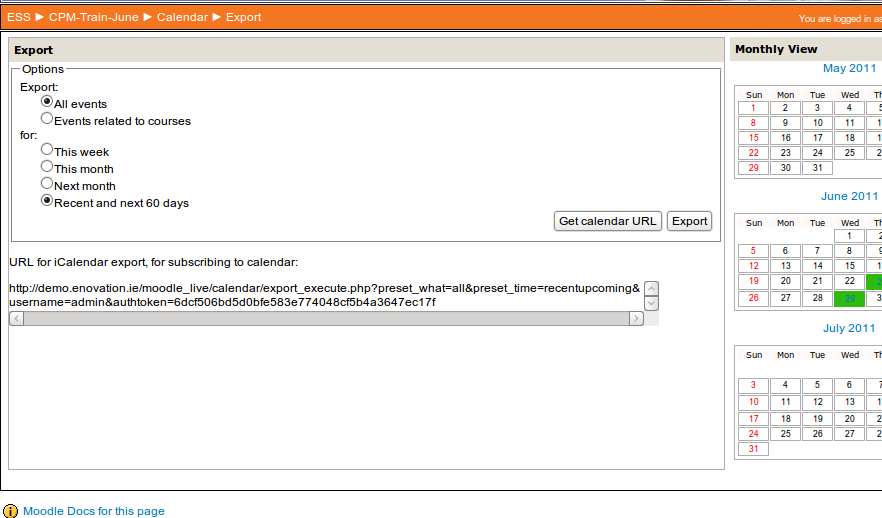 Oneway Syncronisation of your Moodle Calendar with Outlook or Google
