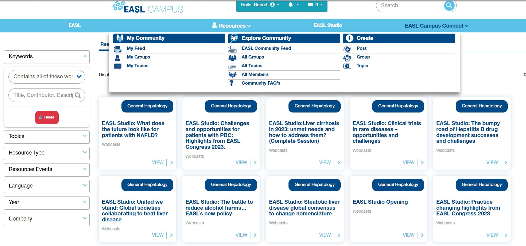 EASL Aura Learning Portal for Membership Associations