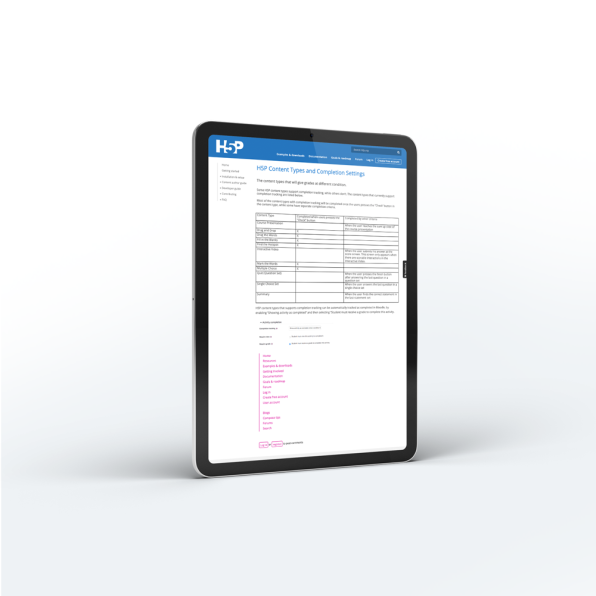 Lini to H5P Content Types and Completion Settings Articles